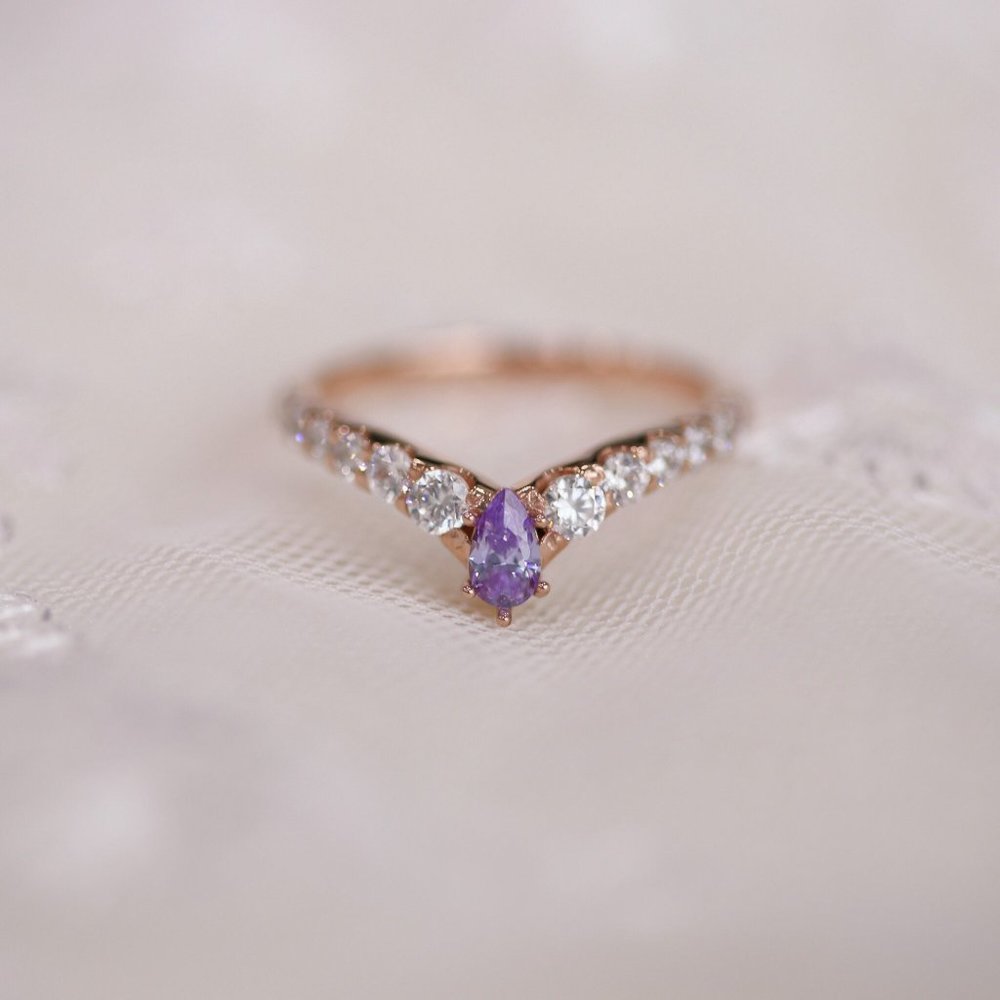 Birthstone curved ring v ring curved band wedding band wedding ring stacking